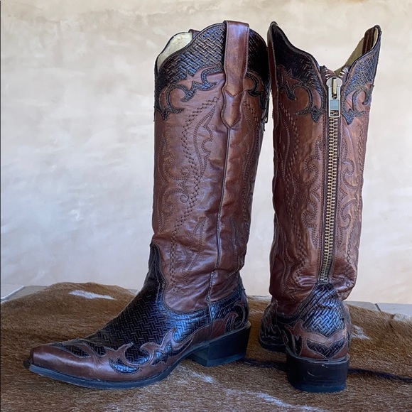 Stetson Women's Two Toned Brown Leather Tall Boot. - Picture 2 of 11